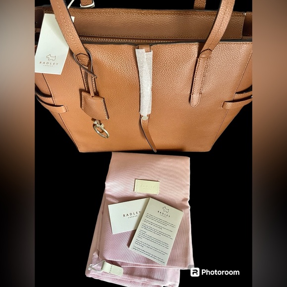 Radley London NWT Leather Shoulder Bag & Dust Bag Lg Abington Road Tan - Picture 7 of 16